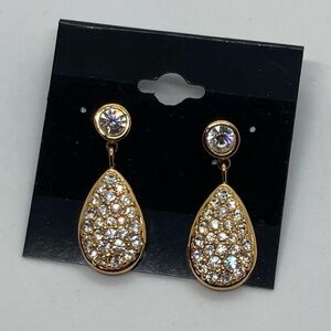Vtg Swarovski ‘ Heloise ‘ Pave Crystal Teardrop Stud Earrings 1.2”